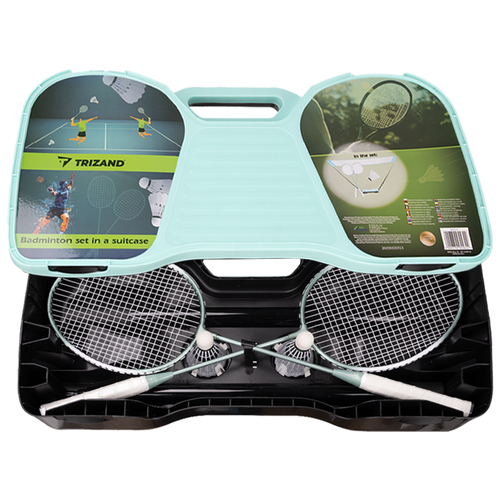 Badmintonset med Nät – 2 Racketar, 2 Fjäderbollar & Förvaringsväska