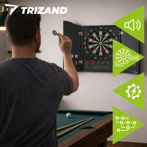 Elektronisk Darttavla med Skåp – Dartspel med 27 Spel, 243 Lägen & Automatisk Poängräkning