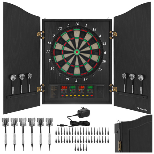 Elektronisk Darttavla med Skåp – Dartspel med 27 Spel, 243 Lägen & Automatisk Poängräkning