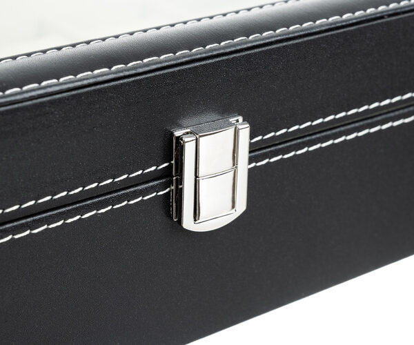 Klockorganisatör 12 Fack – Klockbox med Glaslock & Avtagbara Kuddar