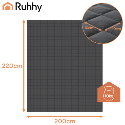 Tyngdtäcke 10 kg 200 x 220 cm – Vikttäcke med Glaspärlor & Förvaringsväska