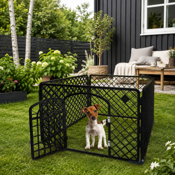 Husdjurshage Husdjurshage 90 x 90 x 60 cm – Hundhage i Metall med Grind, 4 Paneler