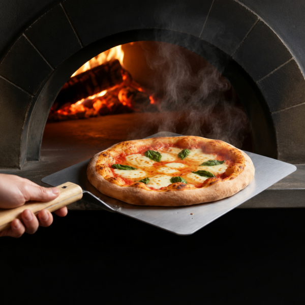 Köksredskap Pizzaspade i Rostfritt Stål – Pizzaspade med Trähandtag & Silikonhandtag